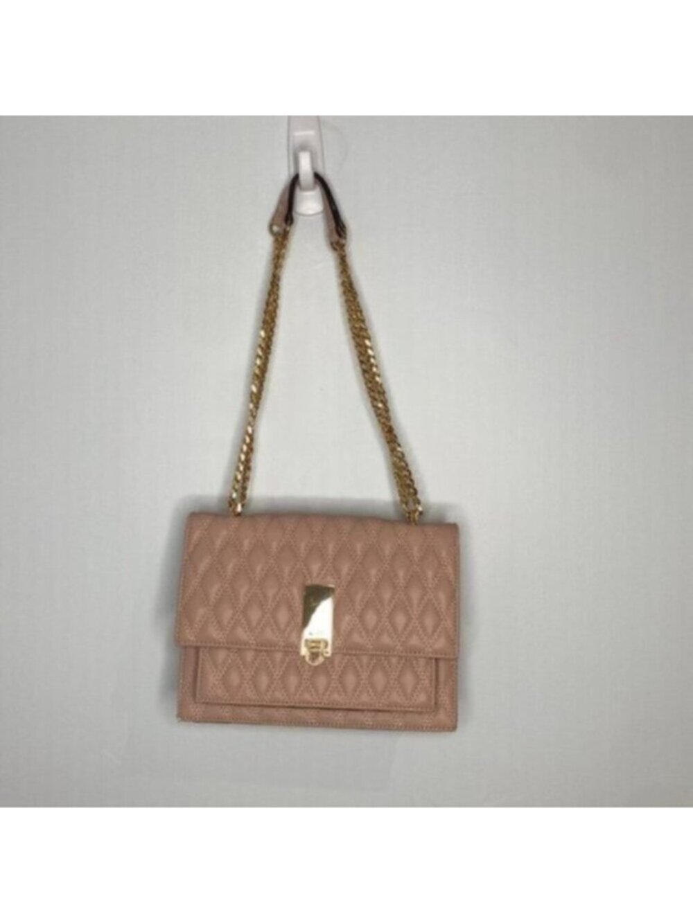 Aldo Pink Quilted Faux Leather Purse With Gold Hardware